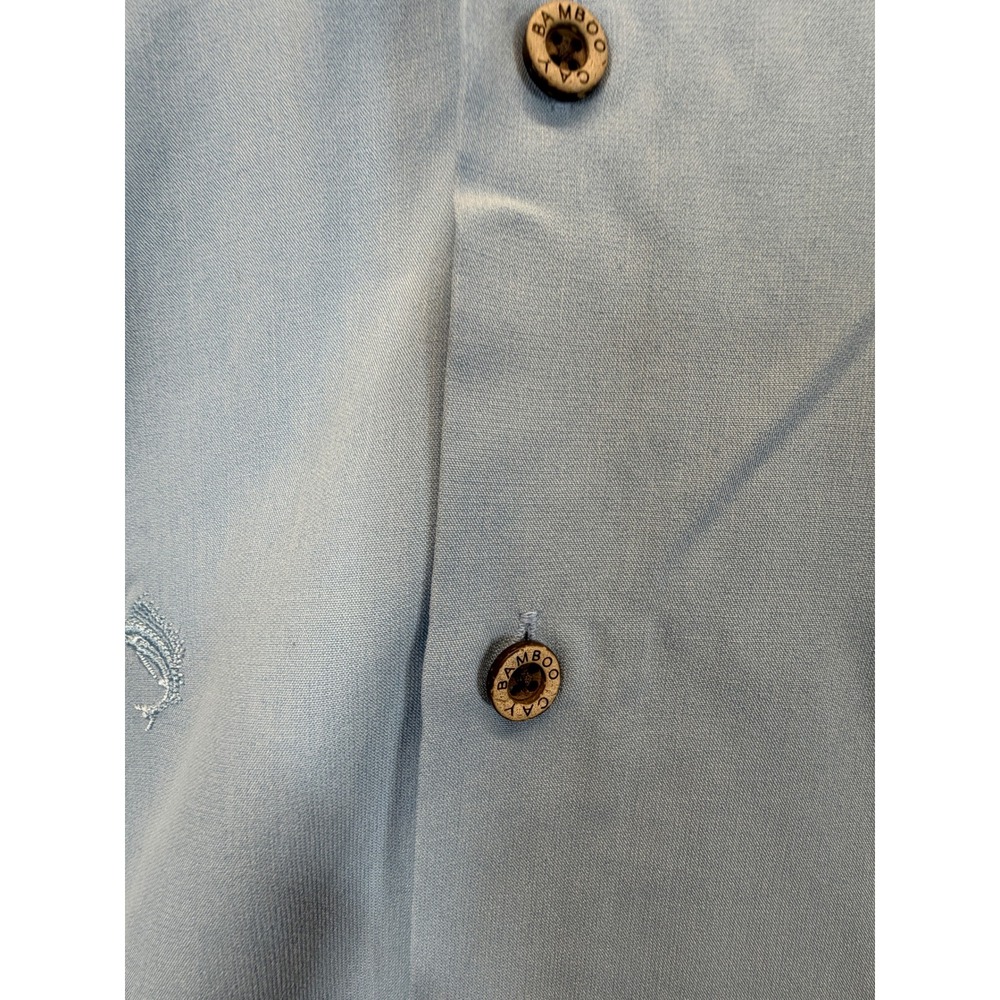 Bamboo Cay Mens XL Blue Marlin Embroidered Short Sleeve Button Down Shirt Modal - Picture 2 of 9